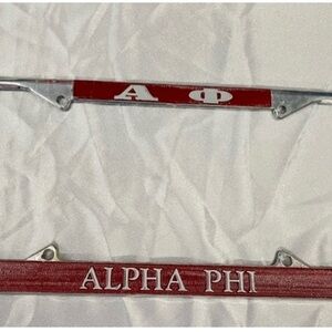 Alpha Phi Red License Plate Frame Set. New!